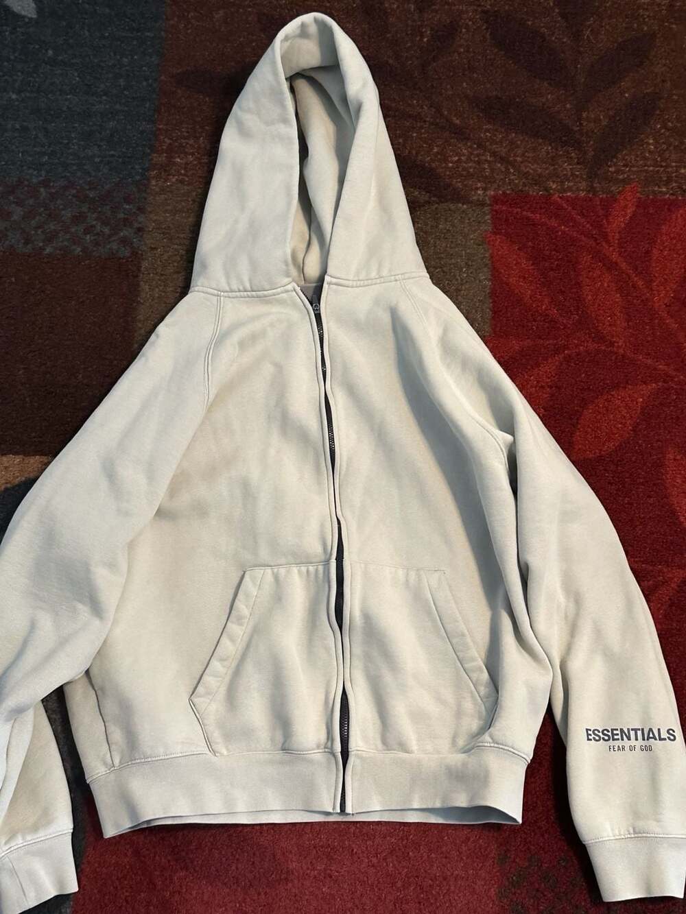 Fear of God Essentials White Zip Up Hoodie